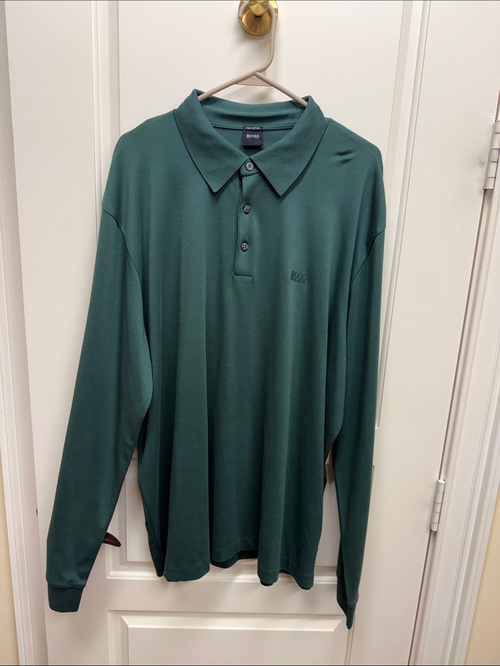 BOSS Men's Long-Sleeve Polo in Deep Green